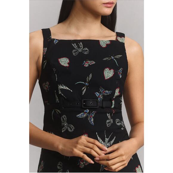 Anthropologie NWT Maeve Sleeveless Boat-Neck Printed Belted Mini Dress Size 6 - Picture 3 of 8